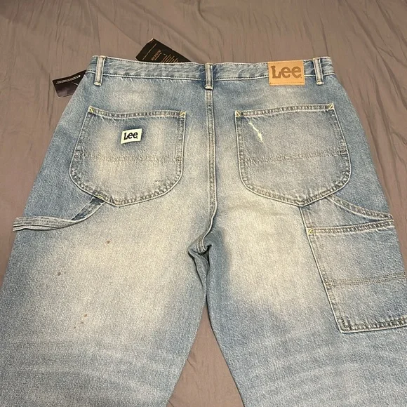 Lee Vintage Modern High Rise Dungaree Ankle Painters Jeans Carpenter - Picture 10 of 11